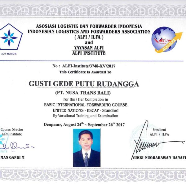 Nusa Trans Bali Cargo Certification 7
