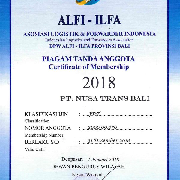 Nusa Trans Bali Cargo Certification 4